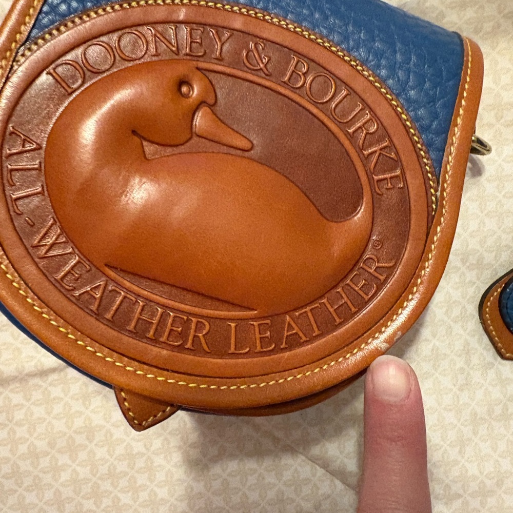 Dooney & Bourke Blue and Tan Leather Crossbody - Picture 2 of 11